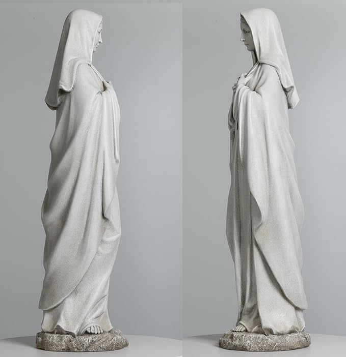 BC Catholic Immaculate Heart of Virgin Mary Statue, 24.5" H Large Holy Mother Statue for Garden, Mother Mary Outdoor Décor for Yard Patio Lawn Hallway, Catholic Gift, Handpainted by Buildclassic