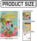 Hello Summer Decor Flamingo Decorations Sun Metal Tin Signs Welcome Yard Decoration For Beach Pool Outside Porch Summer Wall Decor 8x12 Inch
