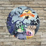Retro Metal Sign 12"x12",Happy Halloween Scary Night Grave Witch Bats Trick Or Treat Dog Aluminum Tin Metal Sign for Home Living Room Bedroom Garden Farm Patio Decor Wall Art Poster