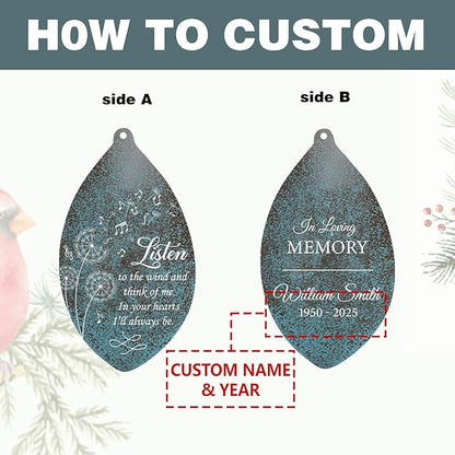 ASTARIN Custom Memorial Wind Chimes, Three Colors Personalized Sympathy Wind Chime for Loss Lover, Commemorative Wind Chime Deep Tone for Condolences/Funeral, Produced in USA