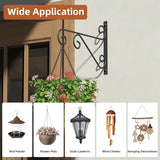 PROWORX 2 Pack 16 Inch Plant Hangers Outdoor Bracket, Indoor Wall Mount Metal Heavy Duty Rust-Resistant Bird Feeder Plant Hooks for Hanging Planters, Flower Baskets, Black