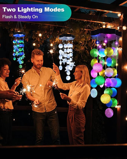 Zeiliuled Solar Wind Chimes for Outside, Pastel Shell Hanging Lights with 2 Modes, Solar Shells Light Gifts for Mom Grandma Girls, LED Outside Decorative Mobile Lights for Garden Yard Patio Decor