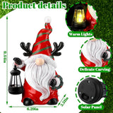 Suzile 2 Pack 9.4 Inch Gnome Statue Christmas Garden Decor with Solar Lights Resin Outdoor Christmas Decoration Figurine with LED Lantern Outside for Courtyard Lawn Patio Porch Housewarming Gift