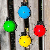 Cruis Cuka Metal Garden Wall Art Decorative Set of 4 Cute Colorful Ladybugs Outdoor Wall Sculptures Yard Art Lawn Ornaments for Fence Patio, Gifts for Mom Housewarming