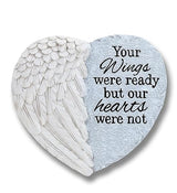 Napco Your Wings were Ready Our Hearts were Not 10 x 11 Inch Grey and White Resin Bereavement Garden Stepping Stone with Angel Wings