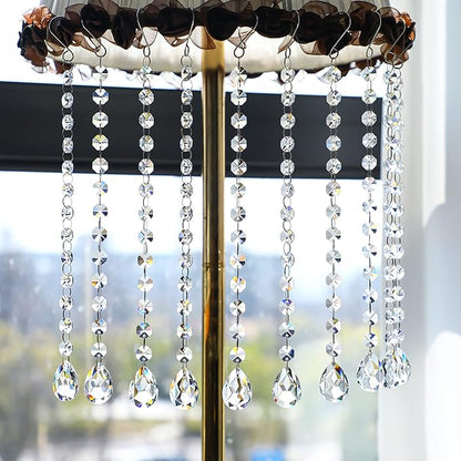 KANPURA 1ft Clear Crystal Bauhinia Prism Beads Strands for Chandelier Garland Gem Octagon Bead Chains Hanging Decorations for Christmas Winter Party Centerpiece(10 Pack)