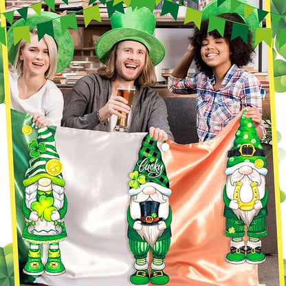 Umigy 3 Pcs St. Patrick's Day Yard Signs Shamrock Gnome Outdoor Decor with Stakes 32 x 10 Inch St. Patrick's Day Lawn Garden Decorations for Home Pathway Walkway