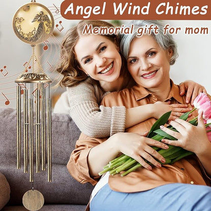 Wind Chimes, Solar Angel Wind Chimes Deep Tone, Memorial Gift for Mom/Grandma/Women, Windchimes Outdoor Clearance, Mother Garden/Patio/Yard Decor