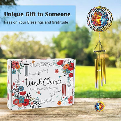 Sun Moon Celestial Wind Spinner Chimes Outdoor Astrology Sun Moon Yard Spinner Stainless Steel Celestial Wind Spinner Chime Outdoor Garden Porch Patio Decor