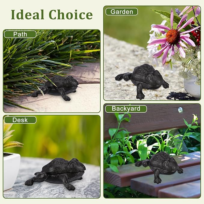 Sumnacon Spare Key Hider Outside Cute Frog Garden Decoration Secret Key Holder for Yard Porch Lawn Bushes, Heavy Cast Iron Hidden Keys Storage Vintage Outdoor Statue for Jewelry Ear Studs, Ring