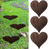 Tandefio 3 Pcs Heart Garden Stepping Stones Brown Cast Iron Stepping Stones Rustic Style Outdoor Stones for Garden Walkway Outside Decorative Decor, 12 Inches