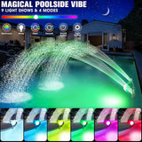 2025 Upgrade Solar Fountain Light Show,Adjustable Dual Spray Sprinkle Pool Fountains for Inground Pool Waterfall,Swimming Pool Water Fountains,Pool Sprayer Fountain for Pool Cooling-Purple