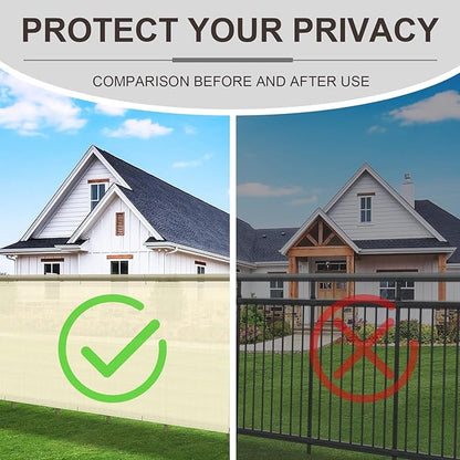 LOVE STORY Balcony Privacy Screen, 2.5'x7' Deck Shield Screen Fence Cover,UV Protection and Weather-Resistant,3 FT Height for Deck, Patio, Backyard, Outdoor Pool, Porch, Railing, Butter Cream