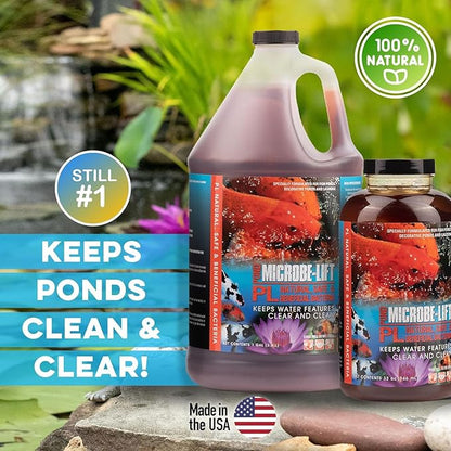 MICROBE-LIFT PL Pond Bacteria and Outdoor Water Garden Cleaner, Safe for Live Koi Fish, Plant Life, and Decor, 2.5 Gallons