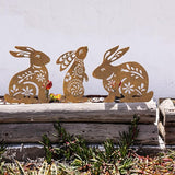 4 Pcs Metal Rabbits Garden Statues, Metal Rusty Yard Art Animals Garden Stakes Rabbit Silhouette,Rabbits Yard Art, Flowerbed Decoration, Outdoor Decor