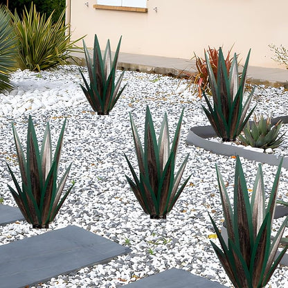 Large Tequila Rustic Sculpture, Wind Resistant Metal Agave Plants Garden Art for Outdoor Home Decor, DIY Hand Painted Metal Agave Yard Sculpture Statue Garden Lawn Ornament Gift (1, Green)