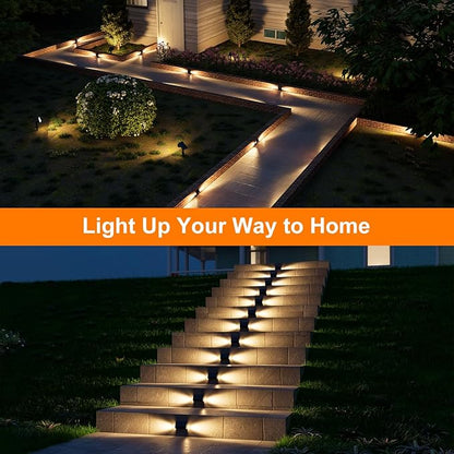 16 Pack Warm White Solar Powered Stair Lights for Outside Waterproof Deck Step Safety LED Ourdoor Decorative Lamps for Railing, House, Pathway, Backyard, Patio, Garden, 2 Easy Installation in 1 Min