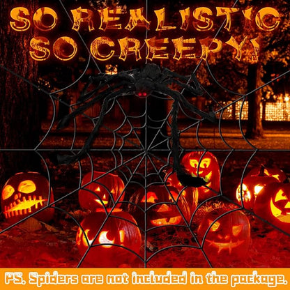 YUNAI Spider Webs Halloween Decorations Outdoor, 5ft Black Fake Spider Web, Scary Haunted House Outdoor Wall Decor for Halloween Party Hanging Decorations