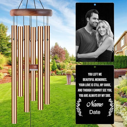 Personalized Wind Chimes Memorial Engraved Gift,Custom Sympathy Wind Chime for Loss of Loved One,Customized Mother Father Dog Pet Family Remembrance Bereavement Gifts