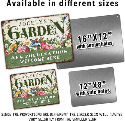 Personalized Metal Signs with Name Made in USA Custom Vintage Garden Sign Waterproof Vintage Decorative Metal Print for Wall Decor Customized Home Garden Ideas Gifts Artwork Prints for Yard Ourdoor