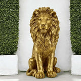 24" Large Golden Lion Statue for Garden, Outdoor Sculpture, Animal Decor for Yard Porch Entryway Patio Living Room (Large, Lion)