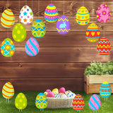 Yuntau 28 Pcs Easter Decorations Outdoor Easter Eggs Yard Signs Hanging Ornaments for Tree Outdoor Lawn Decoration Colorful Egg Lawns Sign for Garden Lawn Porch Home