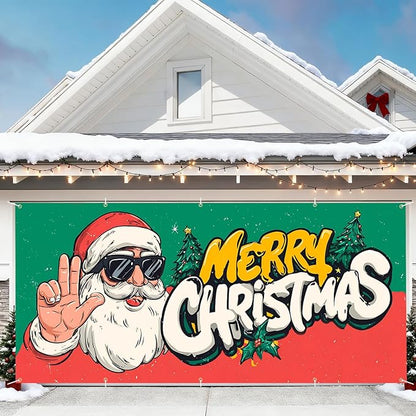 7 x 16 ft Christmas Garage Door Decorations Merry Christmas decorations Xmas Garage Door Cover, Happy New Year Hanging Banner for Home,Outdoor,Indoor,Party
