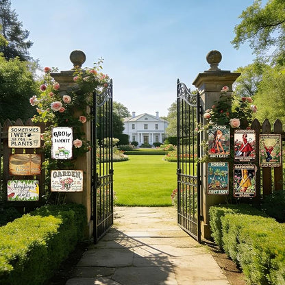 5 Pack Funny Garden Decor Metal Tin Signs For Outside Gardening Gifts For Women Plant Decorations Yard Art Outdoor Greenhouse Decorations Best Gifts For Gardeners Funny Plant Lover Decor Sign 12x8 In