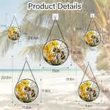 Stained Glass Window Hanging - Yellow Bees Gathering Flowers Sun Catcher for Door Garden Home Decor Cute Suncatcher Christmas Mother's Day Birthday Gifts for Women Men Mom Nana 11.8 in