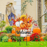 JarThenaAMCS Thanksgiving Pumpkin Metal Garden Stakes Autumn Sunflower Pumpkin Vase Decorative Lawn Sign Fall Welcome Yard Sign for Home Outside Lawn Porch Decor