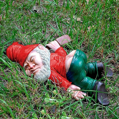 Funny Drunk Dwarf Garden Gnome Statues Decoration, Creative Statue Resin Sculpture Novelty Gift for Outdoor Indoor Patio Yard Lawn Porch Ornament Decor