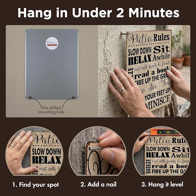 HBA Sun Protected Patio Rules Metal Sign, Guaranteed Not to Fade for 4 Years
