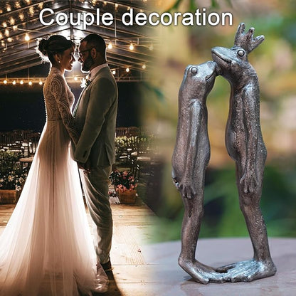 Frog Decor Garden Statue Decor Outside - Artgenius Couple Kissing Statue Outside Frog Figurines for Yard Patio Lawn Decorations Couple Frogs Front Yard Decorations Outdoor 3.6"2.1"8.7" LC Lcdecohome