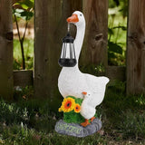 Solar Porch Goose Statue, Outdoor Goose Decor with Lantern for Yard Lawn Patio Balcony, Birthday Christmas Housewarming Gifts for Mom, Grandma, Women, 20 Inch, Resin