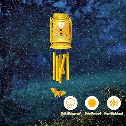 2 Pack Solar Bee Wind Chimes for Outside for Mom Women Grandma,Solar Bee Mason Jar Wind Chime Light Unique Hanging Wind Chimes Outdoor,IP65 Waterproof, for Yard Garden Terrace