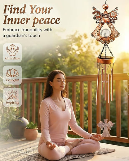 Solar Angel Wind Chimes for Outside: Melodious Mother's Day Birthday Gifts for Mom Women Grandma Her Wife - Weatherproof Metal Outdoor Decor Easy Hanging for Garden Patio Tree Window Memorial