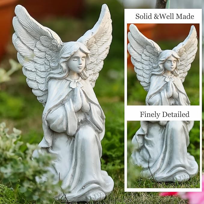 Angel Statues for Garden, 11" Angel Garden Statues Outdoor, Garden Angels Outdoor/Outside Statue, Praying Angel Grave Decorations