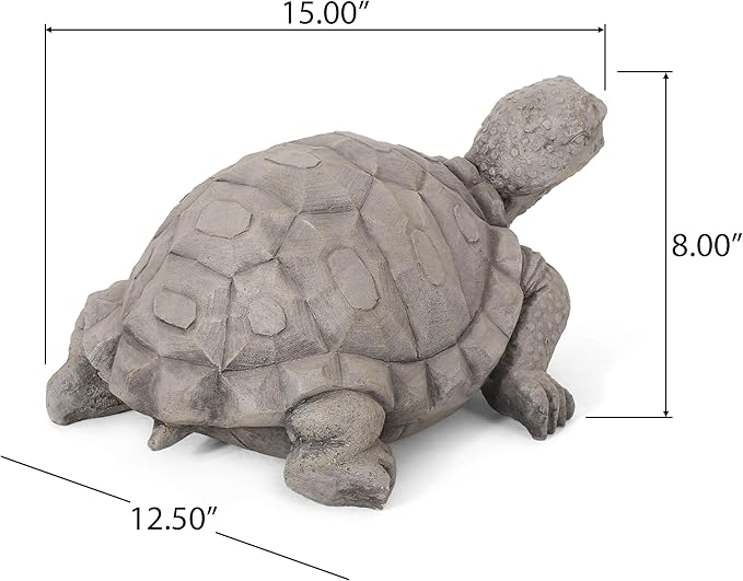 Merax Turtle Garden Statue - Outdoor Cast Stone Decor, Dark Gray Finish, Weather-Resistant Patio or Yard Art, No Assembly Required