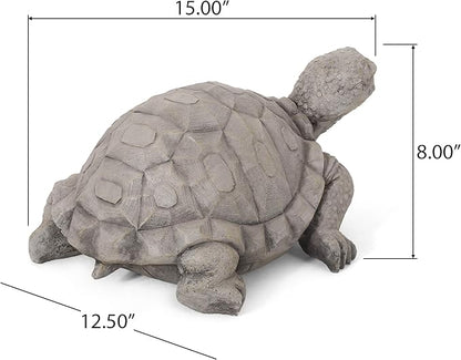 Merax Turtle Garden Statue - Outdoor Cast Stone Decor, Dark Gray Finish, Weather-Resistant Patio or Yard Art, No Assembly Required