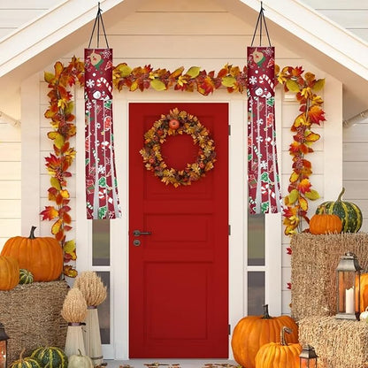 Christmas Elk Tree Snowman Windsock Outdoor Hanging Durable Easy to Assemble Polyester Fabric Front Home Garden Yard Patio Balcony Christmas Decoration (Red)