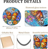 Butterfly Stained Glass Window Hanging Suncatchers, Flower Sun Catchers Indoor Window Glass Wall Art Decor,Birthday Gifts for Women 7.87"