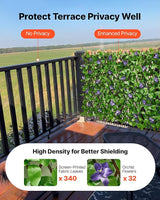 VEVOR Expandable Fence Privacy Screen, 25.5 x 122 in Expand Artificial Plant Wall, Realistic Artificial Ivy Panel with 50 Zip Ties, Decorative Faux Greenery Backdrop Hedges for Balcony Patio Outdoor