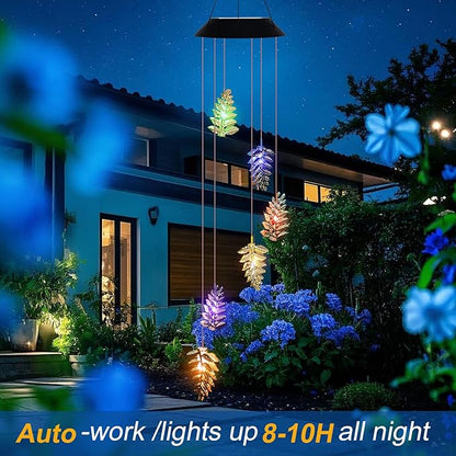 Solar Wind Chime for Outside Leaf Wind Chimes Outdoor/Indoor Birthday Gifts for Woman Mom Grandma - Hanging Solar Lights for Garden Yard Patio Porch Decor Memorial Wind Chimes