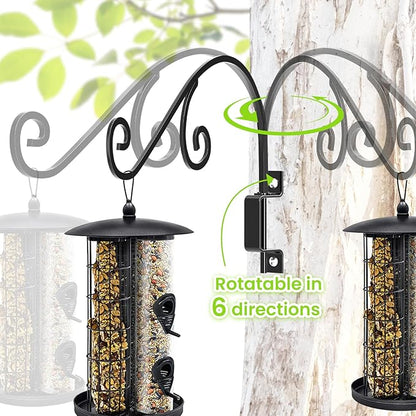 GOODBUY Swivel Plant Hangers Outdoor: 16 Inch Bird Feeder Plant Hanger Metal Wall Mount Hanging Plant Brackets Indoor Wall Hooks Outdoor for Hanging Baskets, Wind Chimes, Lanterns, Flower Pots, Black
