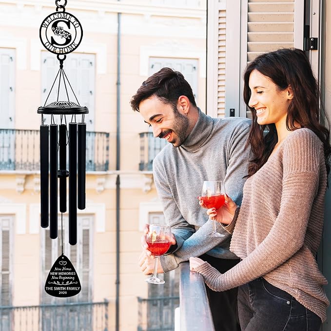 Personalized Housewarming Wind Chimes New Home Gift Custom House Warming Gifts for New Apartment Couple Outdoor Hanging Home Decor Decoration