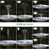 AISITIN 6.5W Solar Fountain Pump with Colorful LED Lights, 3000mAh Battery, Anti-Drift Brackets, 10 Nozzles, Remote Control, Solar Powered Bird Bath Fountain for Outdoor Garden Pond Fish Pond Backyard