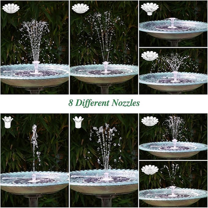 AISITIN 6.5W Solar Fountain Pump with Colorful LED Lights, 3000mAh Battery, Anti-Drift Brackets, 10 Nozzles, Remote Control, Solar Powered Bird Bath Fountain for Outdoor Garden Pond Fish Pond Backyard