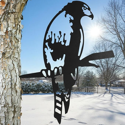 Renovatio Metal Bird Decor, Gifts for Mom, Majestic Bird Decoration, Metal Garden Sculpture, Outdoor Tree Ornaments – A Remarkable Outdoor Yard Decor – Hawk (Black)