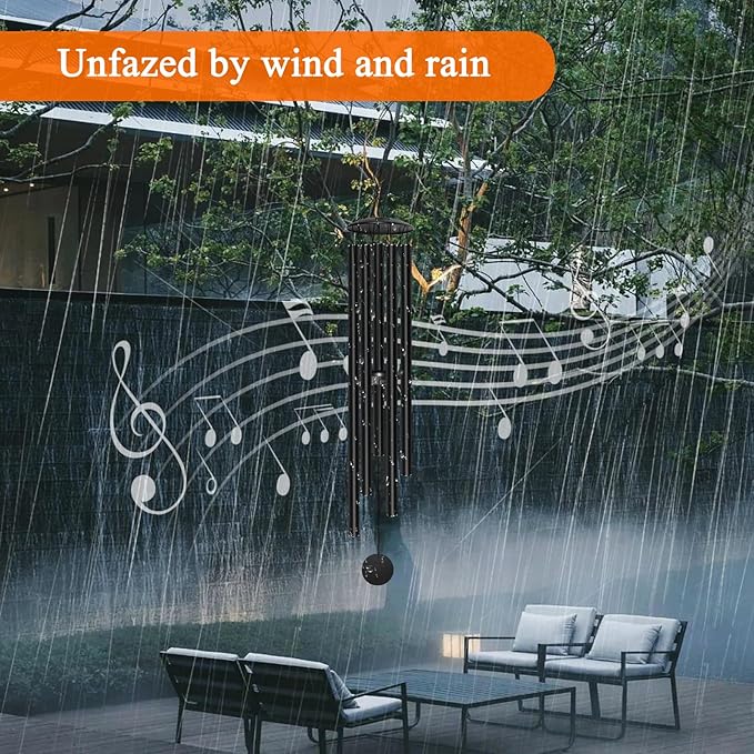 65" Extra Large Wind Chimes for Outside Deep Tone,Big WindChimes for Outdoor Porch Garden Patio Balcony Decor, Deep Tone Wind Chimes (Black)