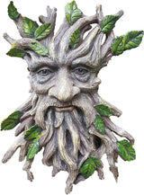 13.2" Real Tree Face Hugger Statue, Resin Elves Sculpture with Foliage Features, Large Outdoor Tree Hugger for Yard Art, Halloween Trees Decorations Outdoor Wall Mounted Statue
